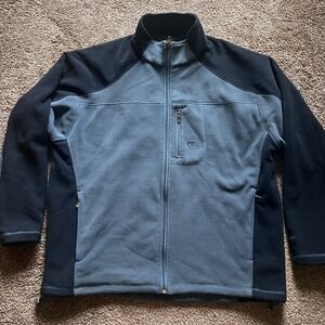 Champion Fleece Jacket Full Zip Mock Neck Gray Black Pullover Size XL‎